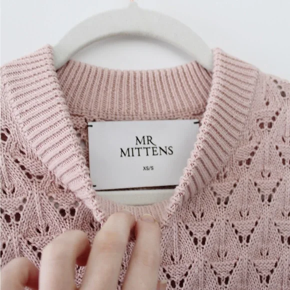 Mr. Mittens Pointelle-Knit Cotton Sweater Vest in Blush Size XS/S